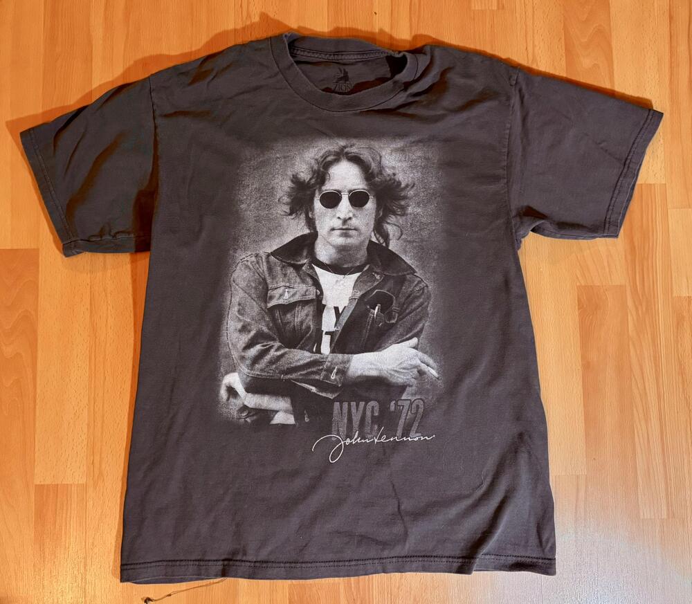 John Lennon NYC 72 Shirt Mens Large Black Vintage Style Graphic Tee Music Rock